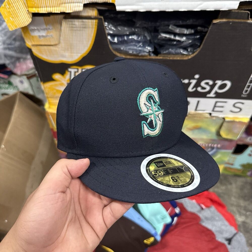 Seattle Mariners New Era 59FIFTY Kids Fitted Hat Size 6 5/8 Navy NWT MLB